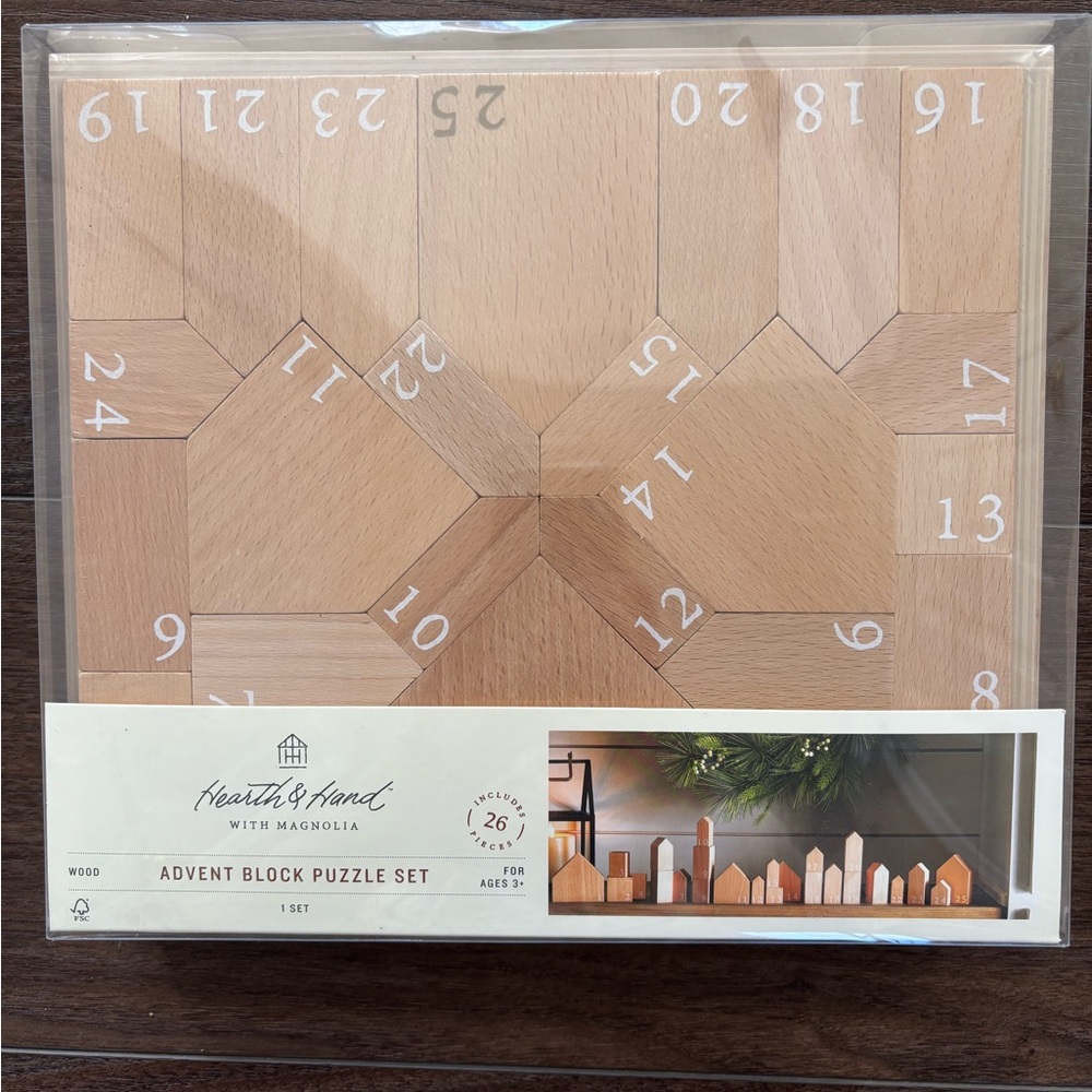 Magnolia Hearth & Hand Gaines Advent Block Puzzle Christmas Advent Wood Retired